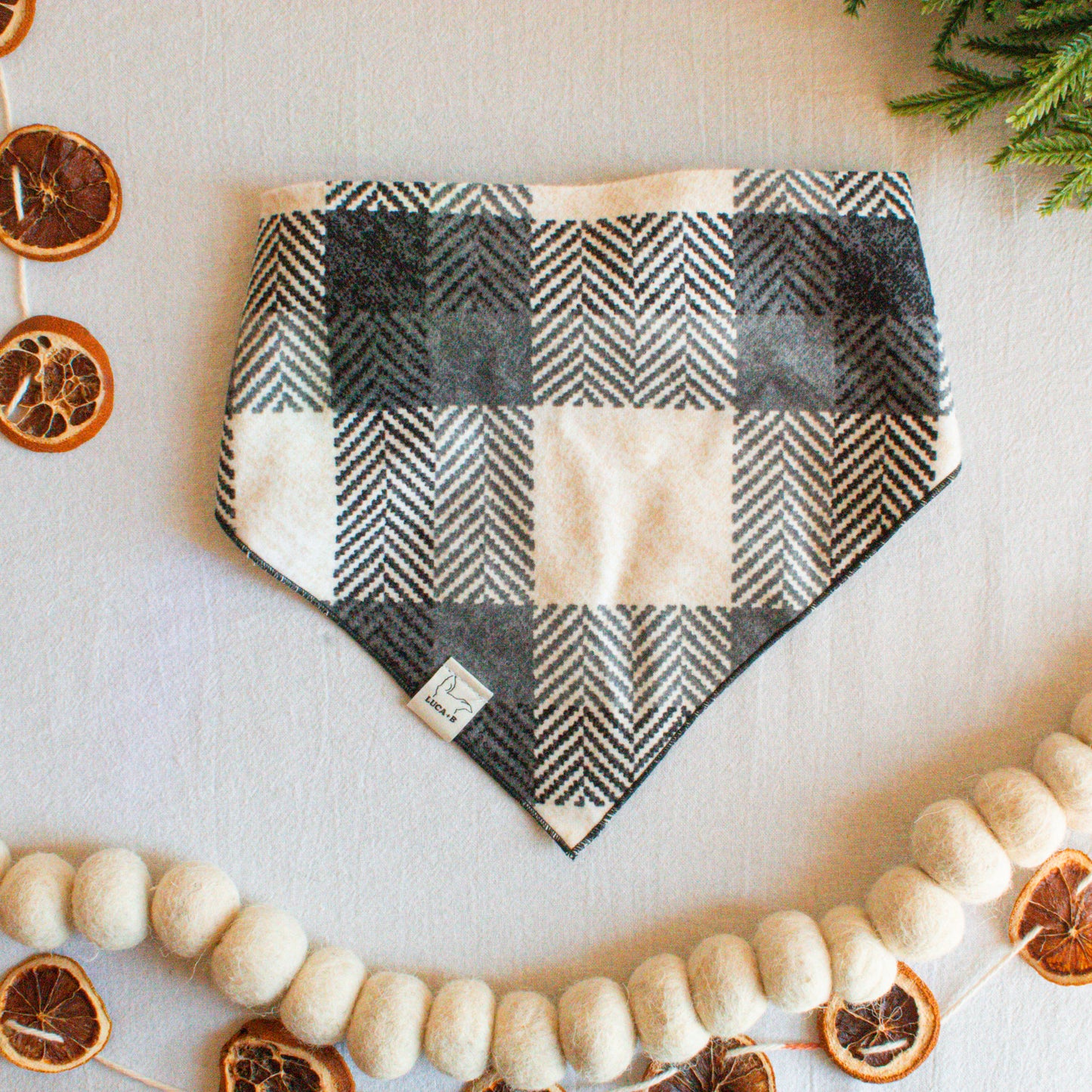 Black and White Plaid Flannel Bandana