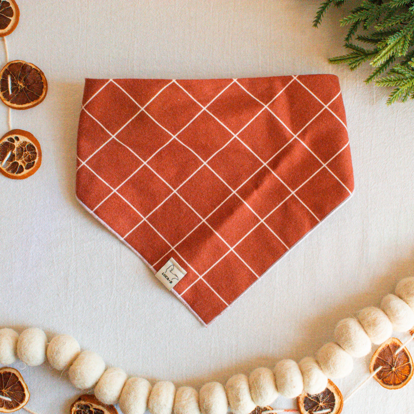 White Rust Windowpane Flannel Bandana