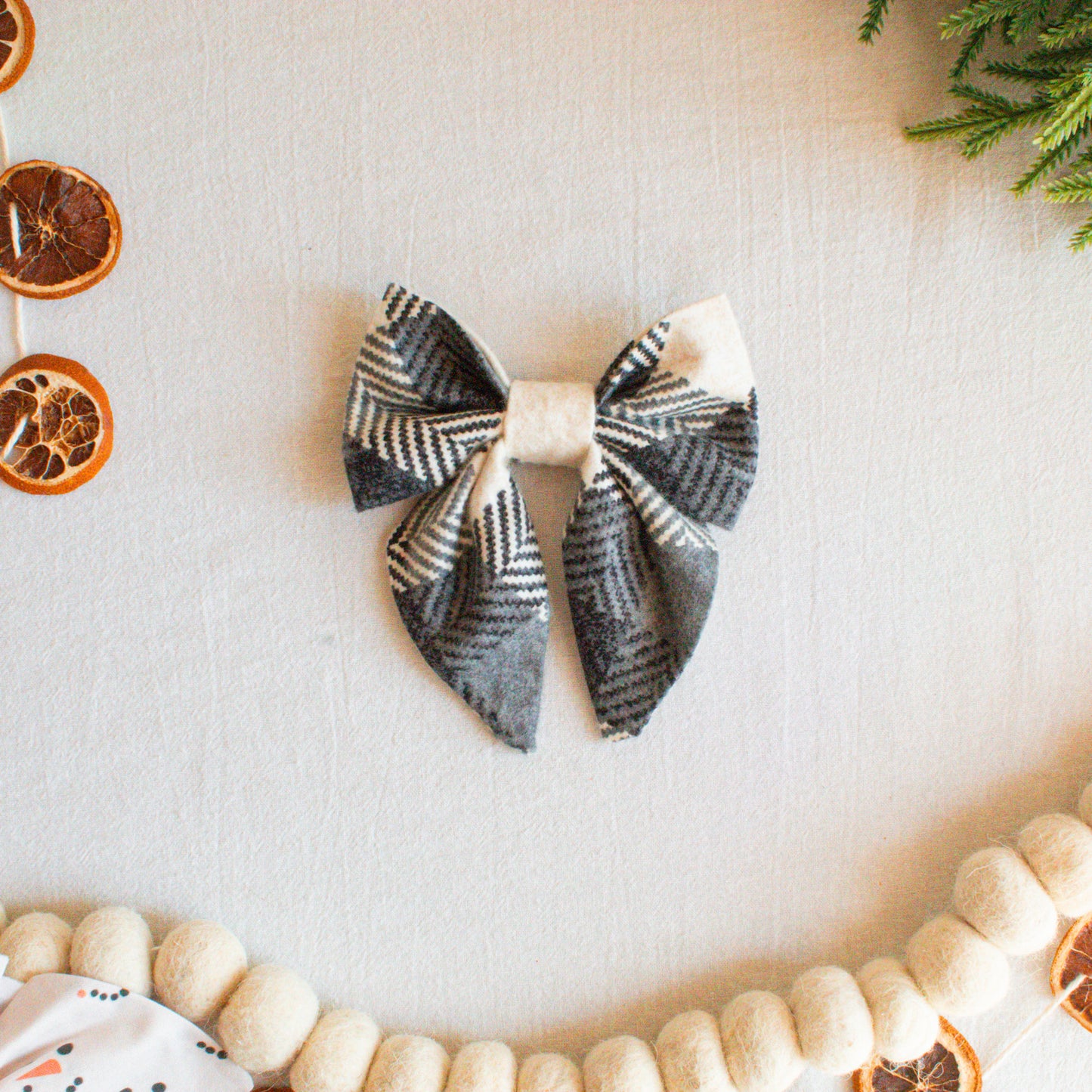Black and White Plaid Flannel Dog Sailor Bow