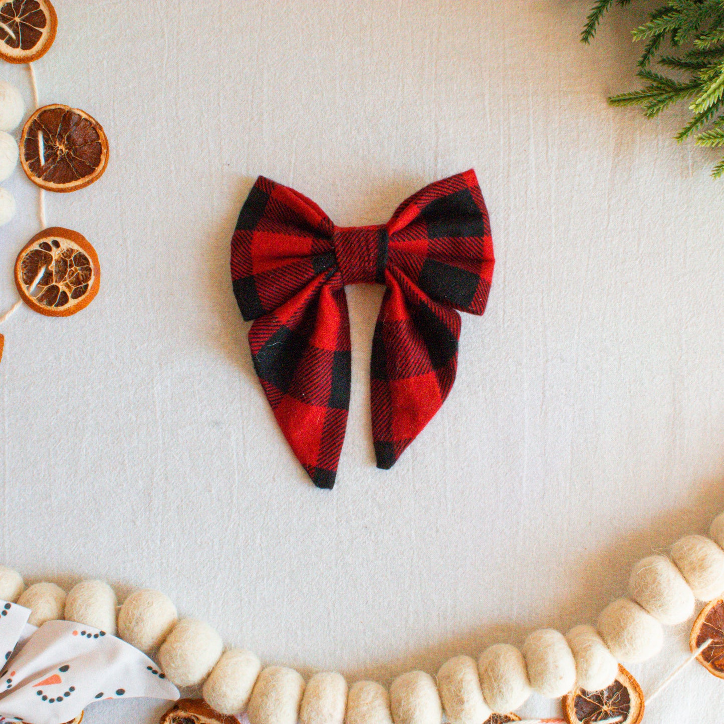 Buffalo Plaid Flannel Dog Sailor Bow