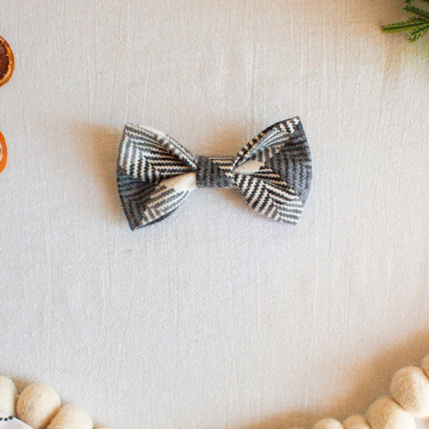 Black and White Plaid Flannel Dog Bowtie