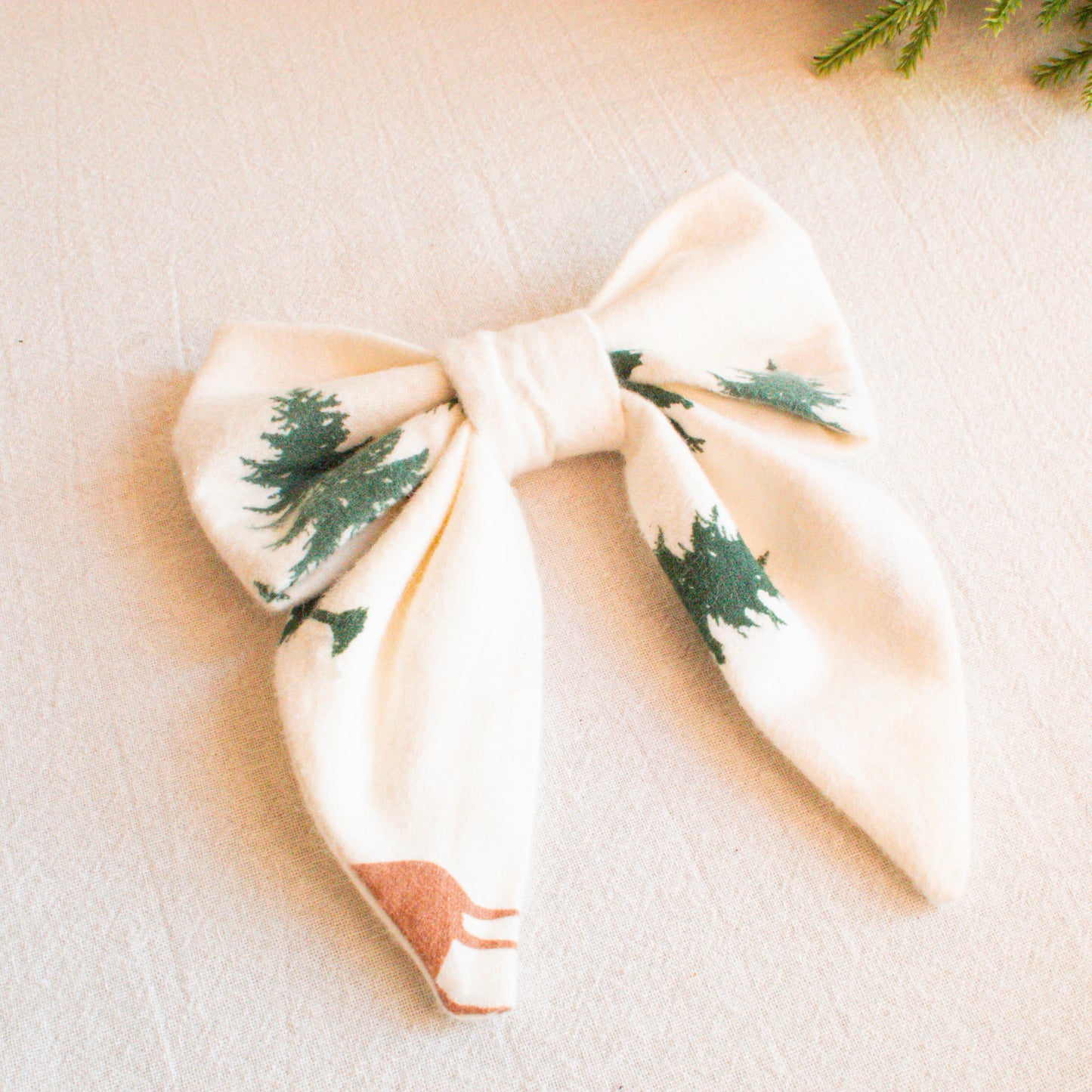 Christmas Tree Farm Flannel Dog Sailor Bow