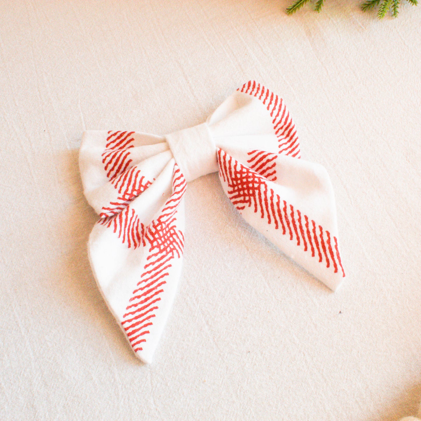 Rust Plaid Flannel Dog Sailor Bow