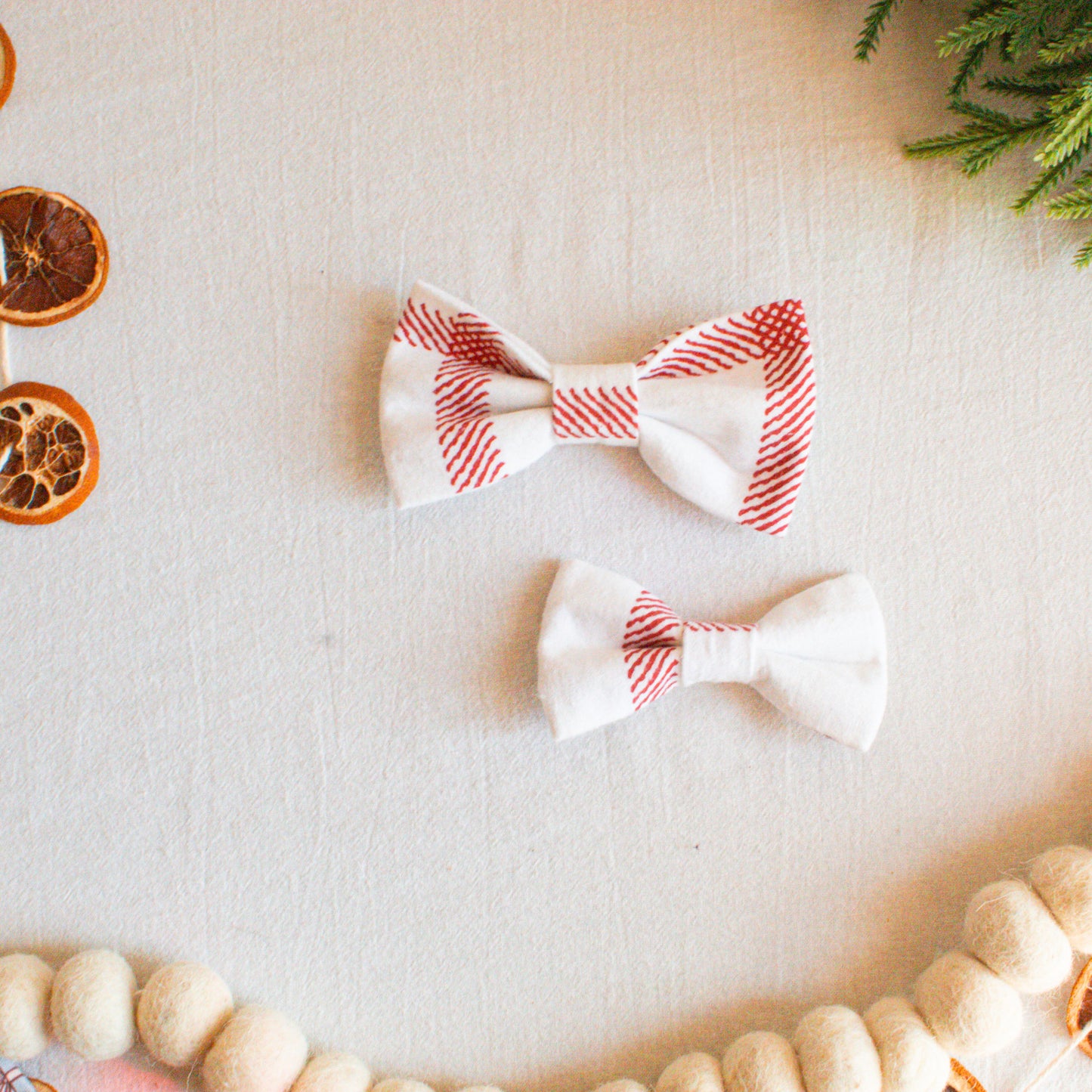 Rust Plaid Flannel Dog Bowtie