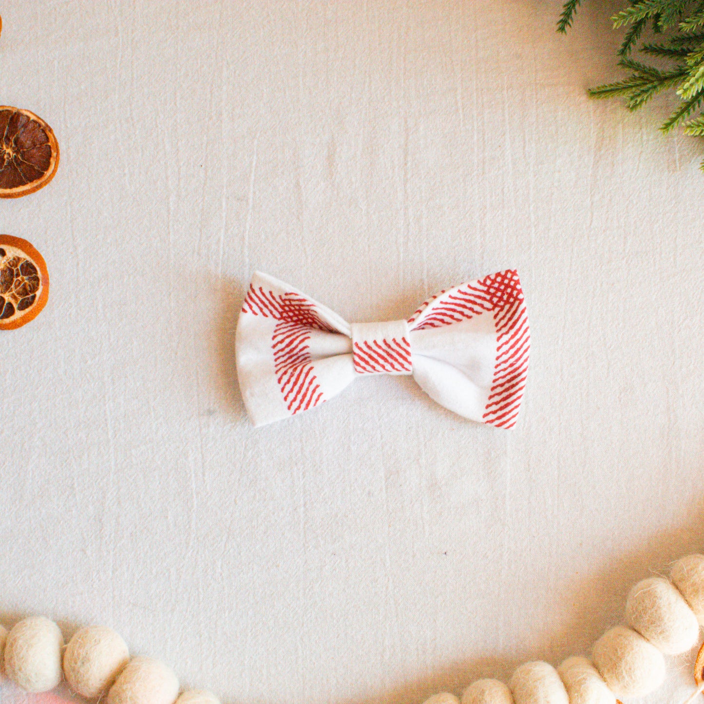 Rust Plaid Flannel Dog Bowtie