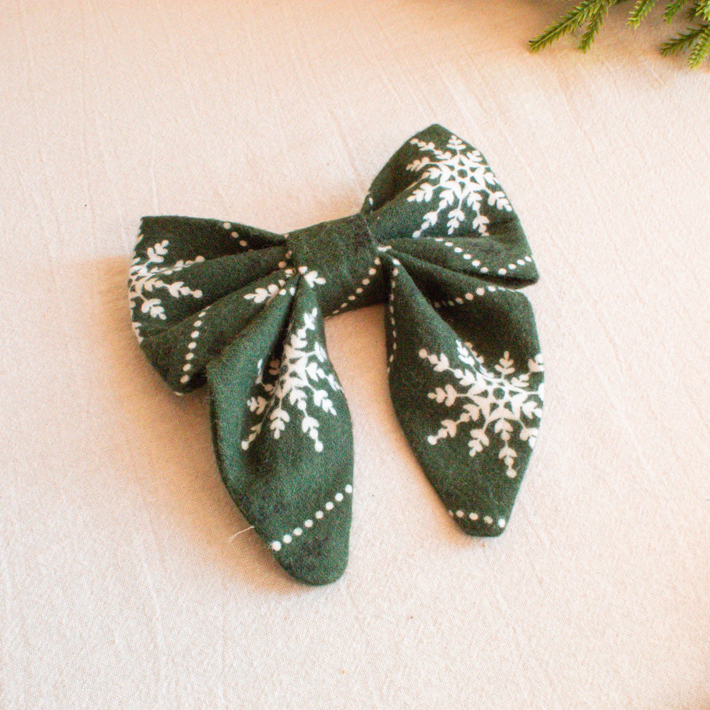 Snowflake Flannel Dog Sailor Bow