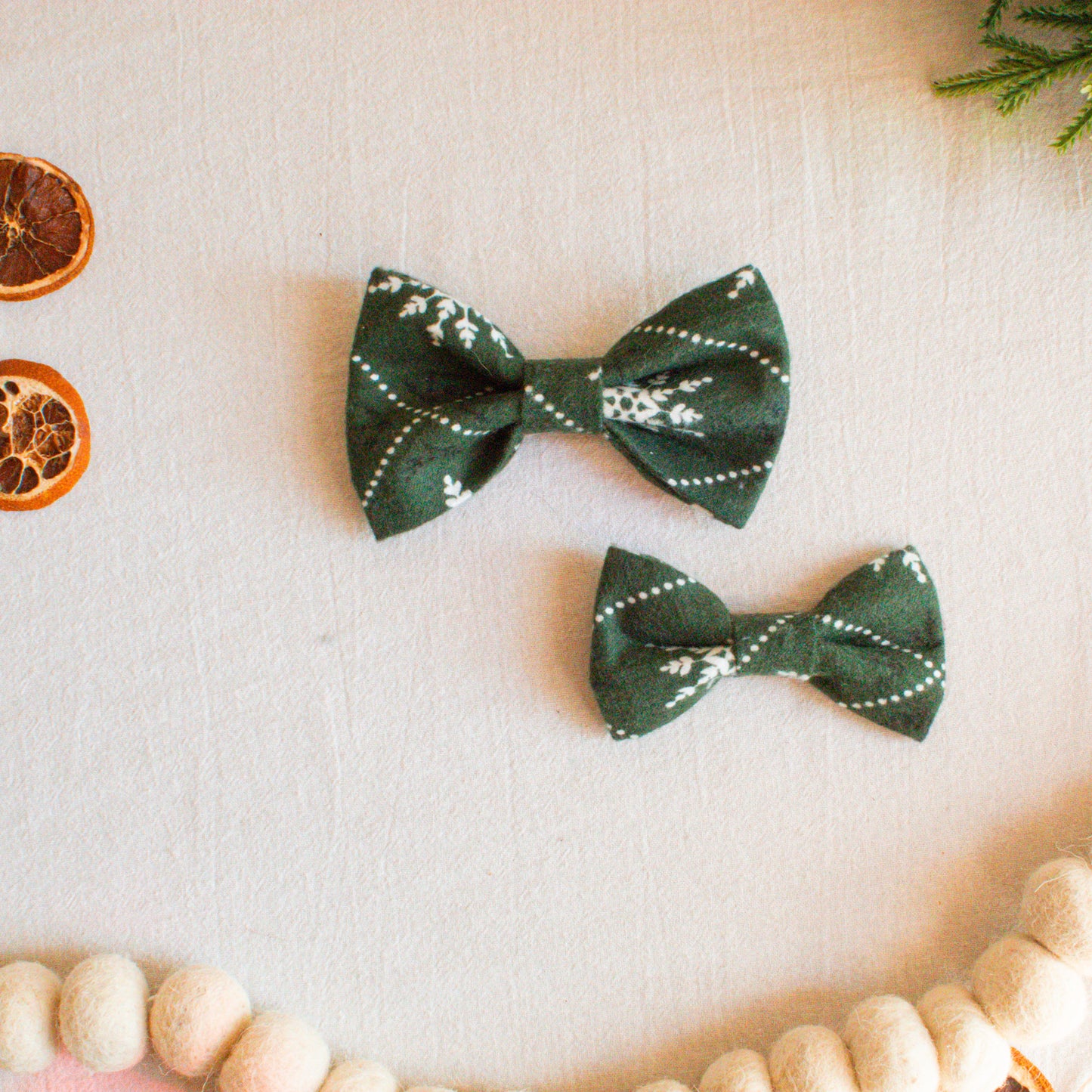 Snowflake Flannel Dog Bowtie