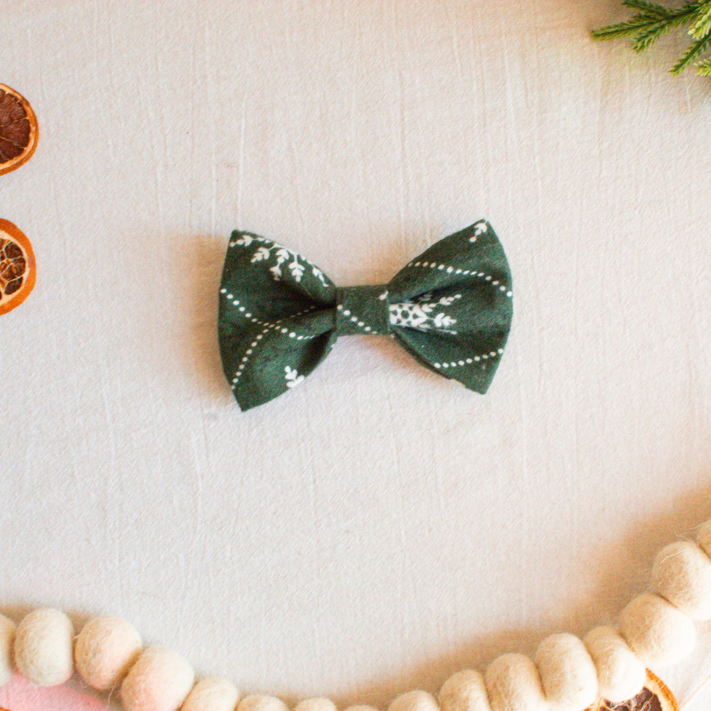 Snowflake Flannel Dog Bowtie