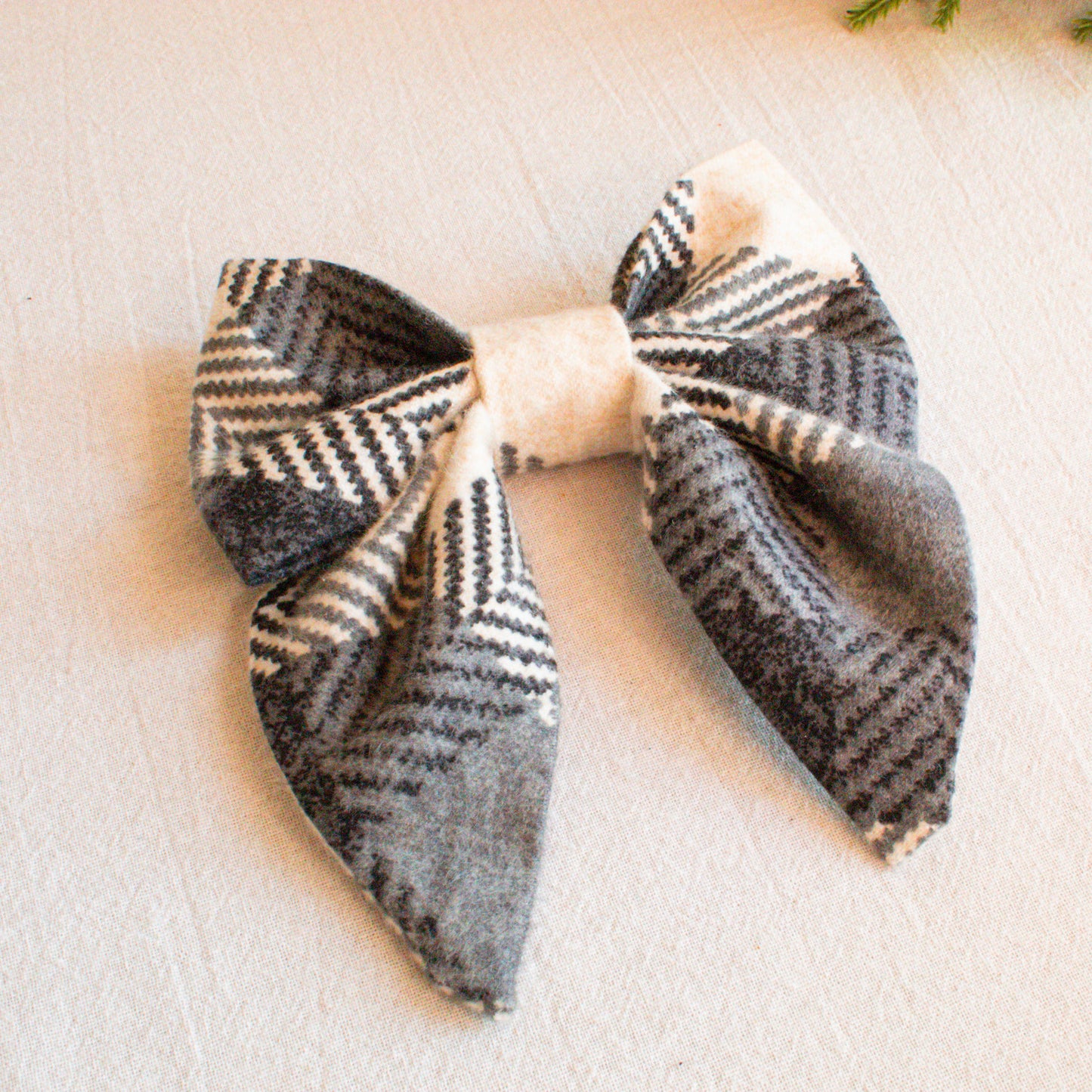 Black and White Plaid Flannel Dog Sailor Bow