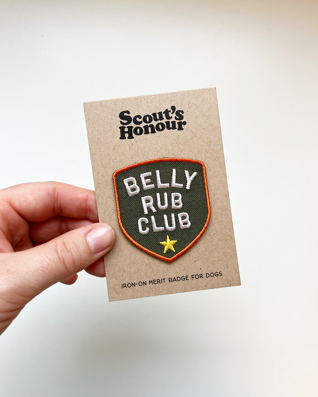 Belly Rub Club iron-on patch for dogs
