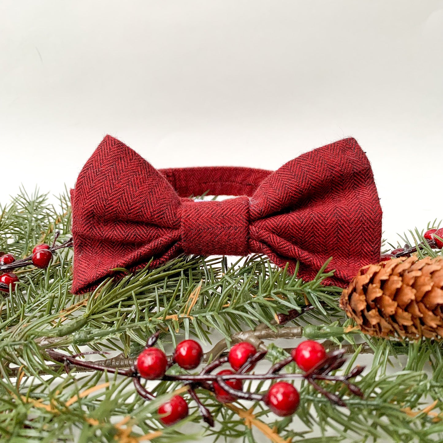 Red Herringbone Holiday Bowtie