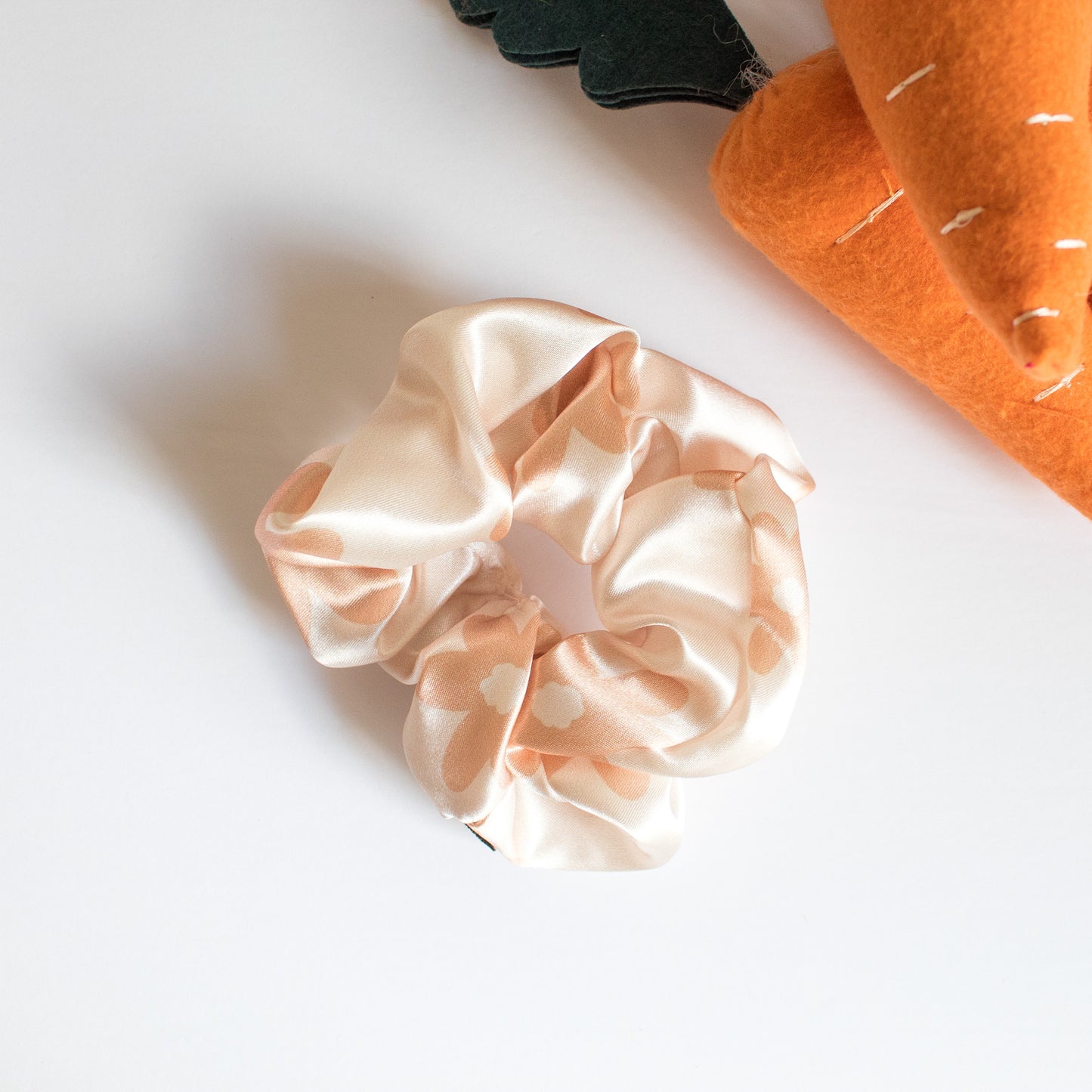 Blush Cutesy Florals Satin Scrunchie