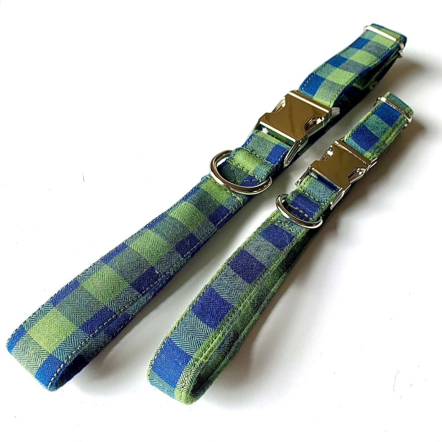 Navy Green Gingham Flannel Collar