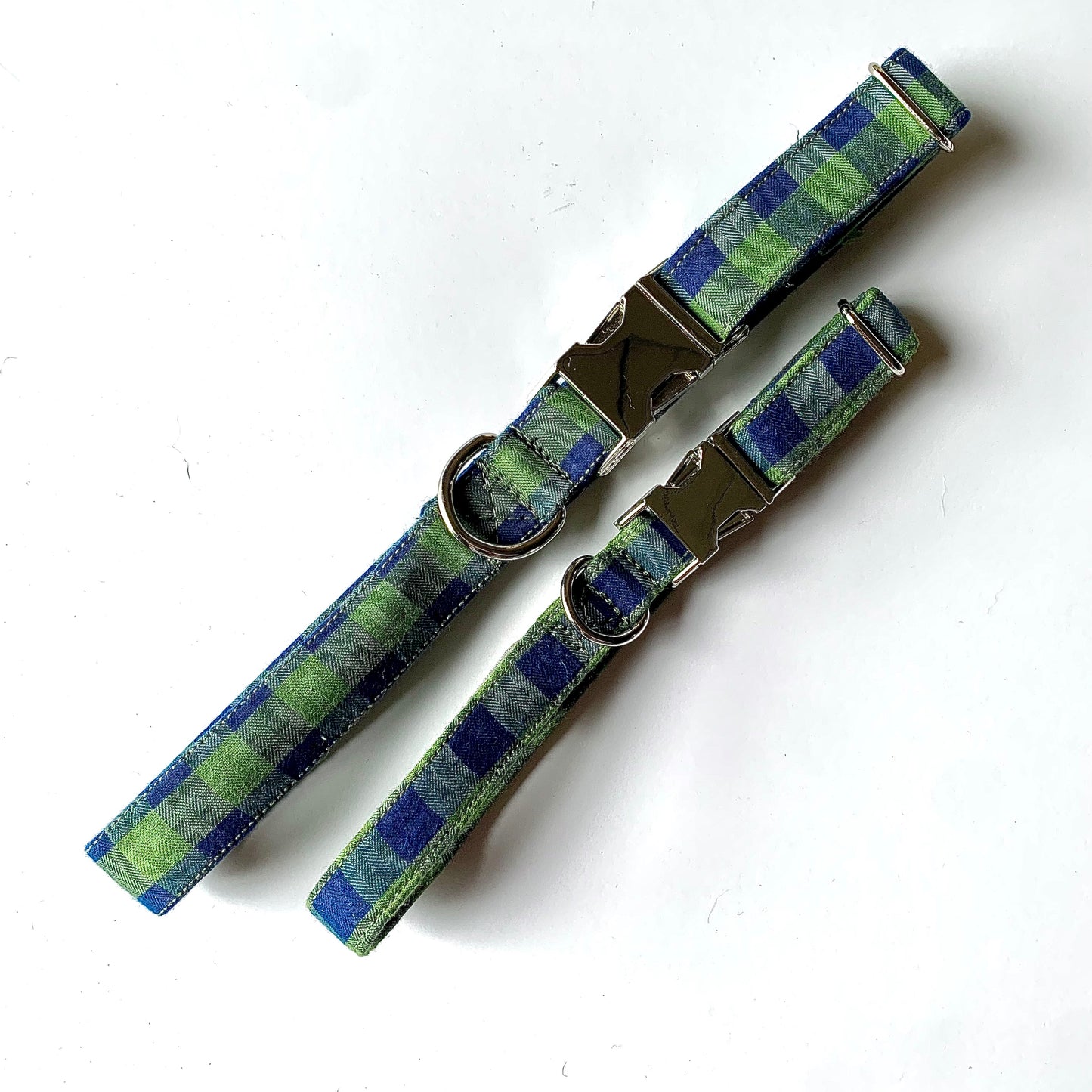 Navy Green Gingham Flannel Collar